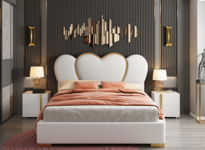 Design bed bedroom double bed hotel luxury upholstery furnishing